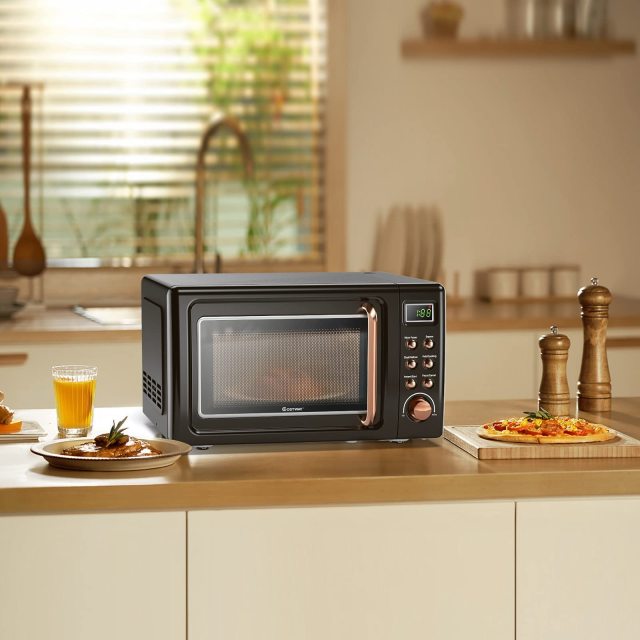 ARLIME Small Microwave, 0.7Cu.ft 700 Watt Countertop Microwave with 5 Micro Power Defrost & Auto Cooking Function