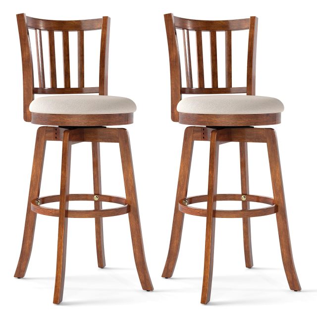 COSTWAY 30.5” Barstools Set of 2/4 360° Rotating Bar Height Chairs(30.5”)