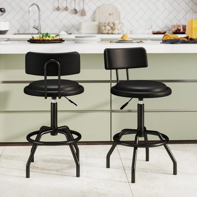 Adjustable Swivel Vintage PU Leather Bar Stool