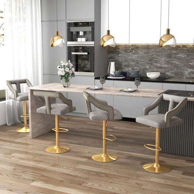 Counter Height Bar Stools Set of 2/4  Adjustable Swivel Bar Chairs