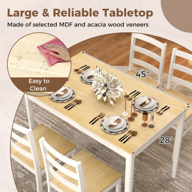 Dining Table Set for 4 Wood Kitchen Table Chairs Set