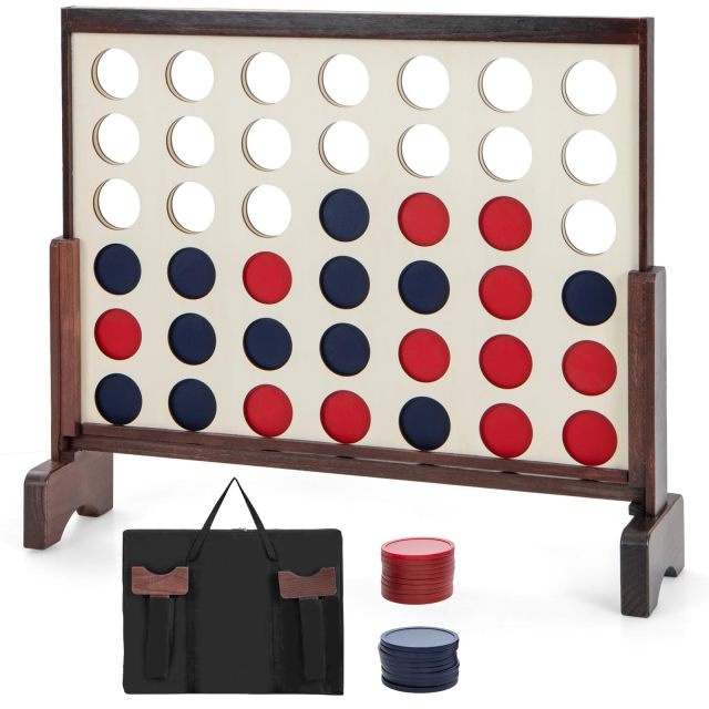 4-in-a-Row Game Set with 42 PCS Jumbo Rings & 600D Oxford Fabric Carrying Bag