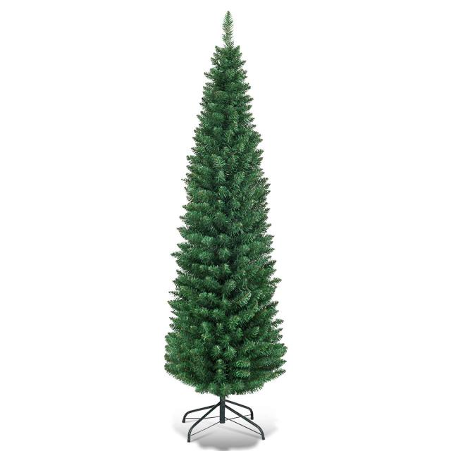 5FT Pencil Christmas Tree Slim Skinny Hinged Pine Tree with PVC Material