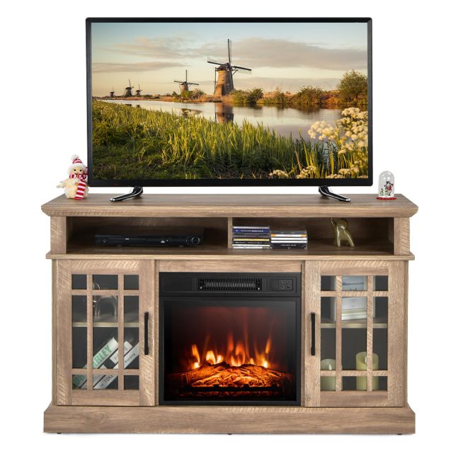 ARLIME 48 Inch Wooden TV Stand with Fireplace