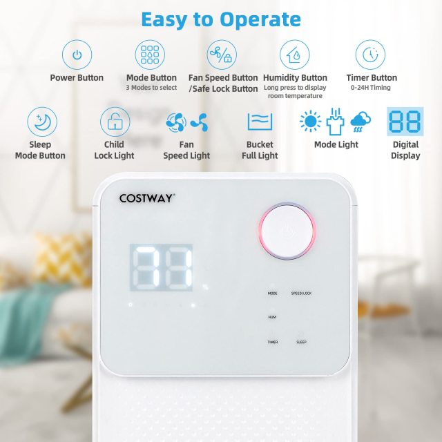 Dehumidifier for Large Room & Basements, 2000 Sq. Ft Dehumidifier with Auto or Manual Drainage