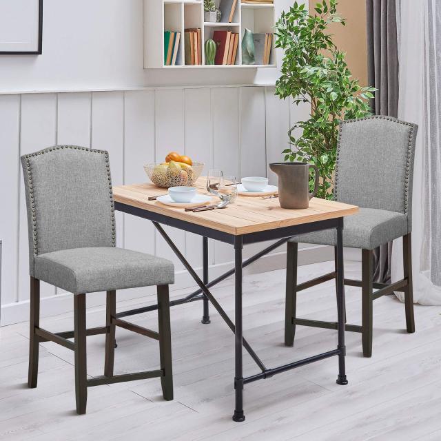 Bar Stools Set of 2 25'' Upholstered Counter Height Bar Stools