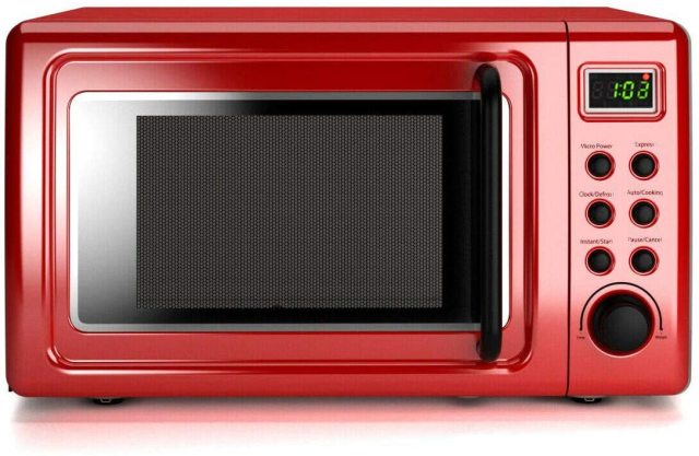 ARLIME Small Microwave, 0.7Cu.ft 700 Watt Countertop Microwave with 5 Micro Power Defrost & Auto Cooking Function