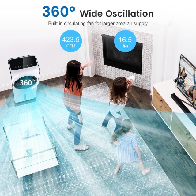 ARLIME Evaporative Air Cooler, 3-in-1 Portable Air Conditioner & Humidifier, AC Fan w/ 3 Modes, 24 Speeds Settings