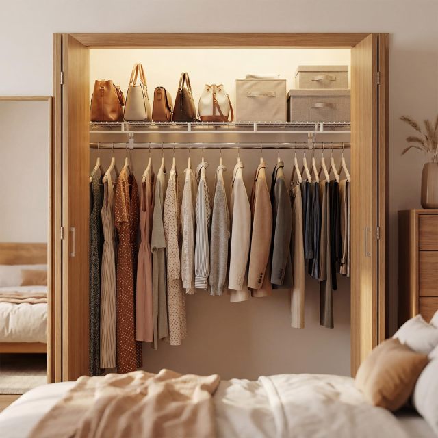 Closet Shelves Wall Mounted Closet Shelf with Hanging Rod (1/2/3/4)