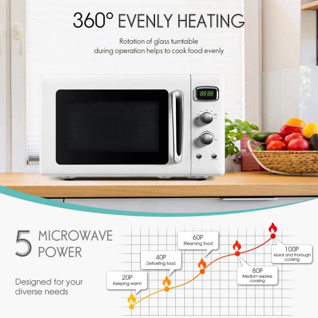 ARLIME Retro Microwave, 900W/0.9Cu.Ft, Small Countertop Microwave