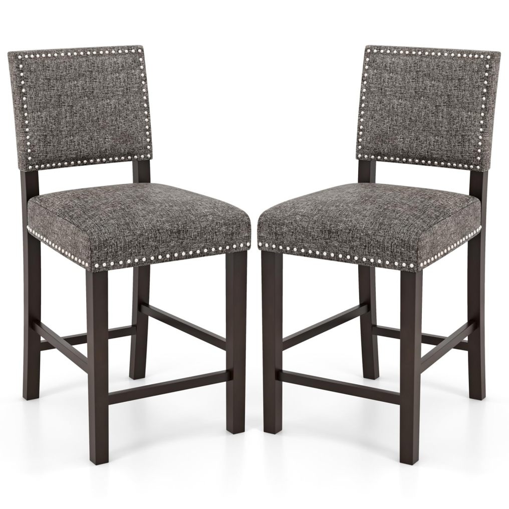 Upholstered Bar Stools Set of 2/4 26 Inch Counter Height Chairs