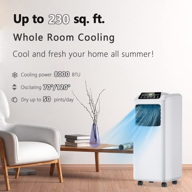ARLIME Air Conditioner Portable 9000 BTU, 3-in-1 Floor AC Unit with Dehumidifier & Fan Modes