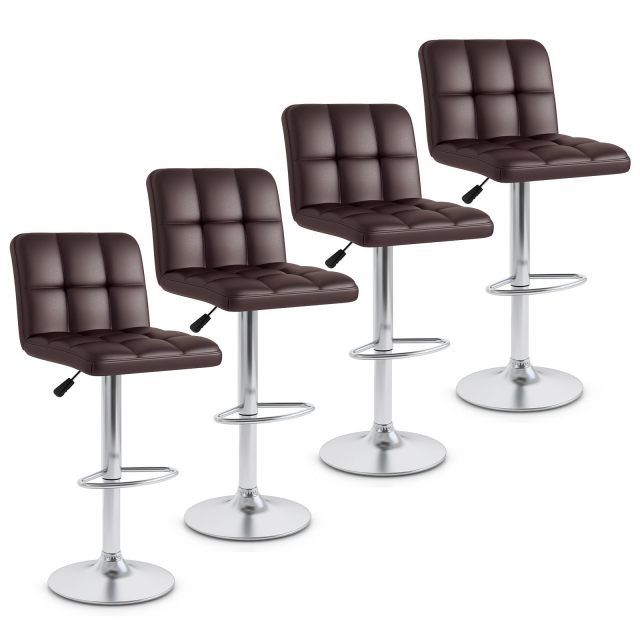 Bar Stools Set Modern PU Leather Swivel Bar Chairs
