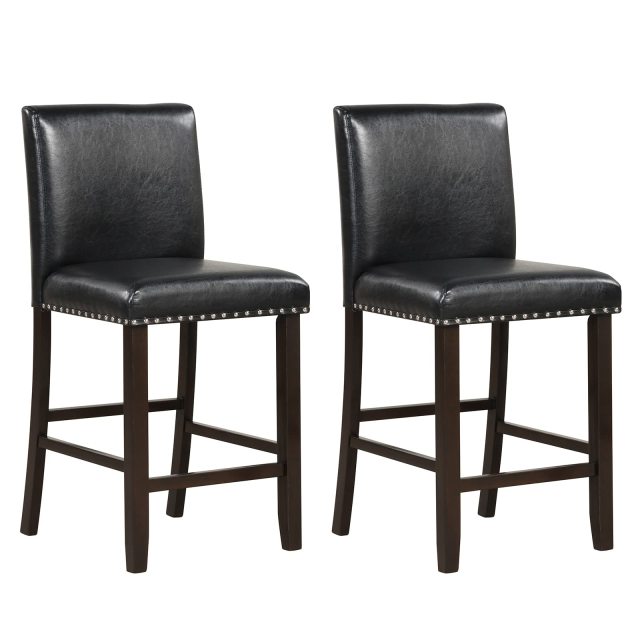 Bar Stools 25.5” PVC Leather Armless Counter Height Chair with Back