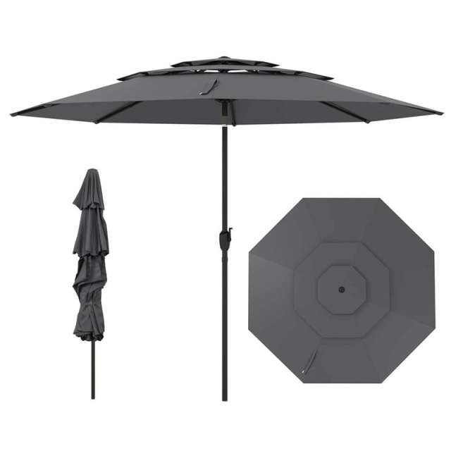 10ft 3 Tier Patio Market Umbrella with Double Vented & Easy Tilt Adjustment