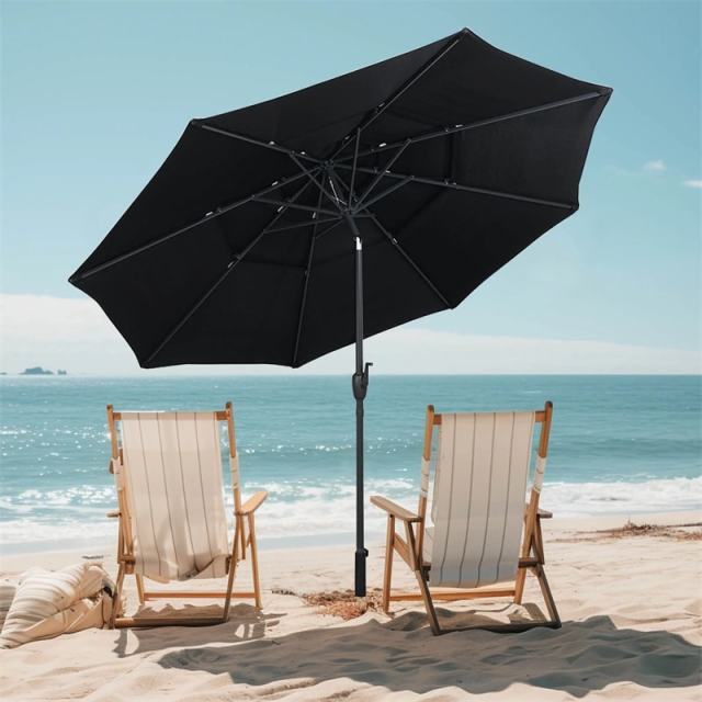 10ft 3 Tier Patio Market Umbrella with Double Vented & Easy Tilt Adjustment