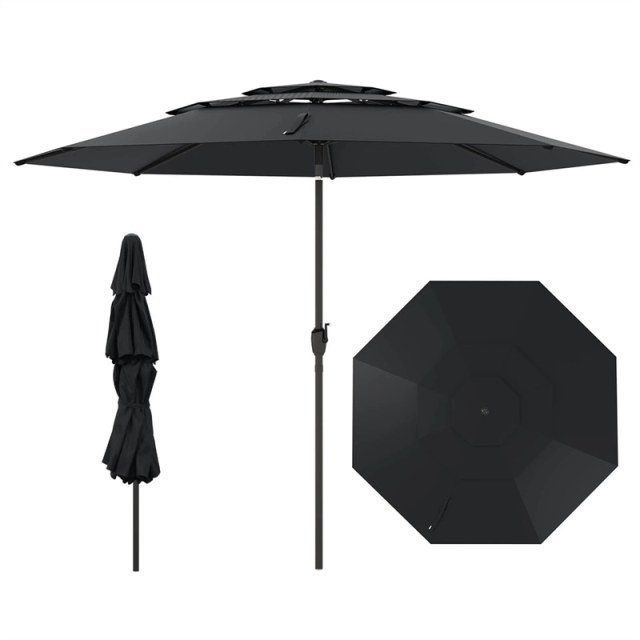 10ft 3 Tier Patio Market Umbrella with Double Vented & Easy Tilt Adjustment