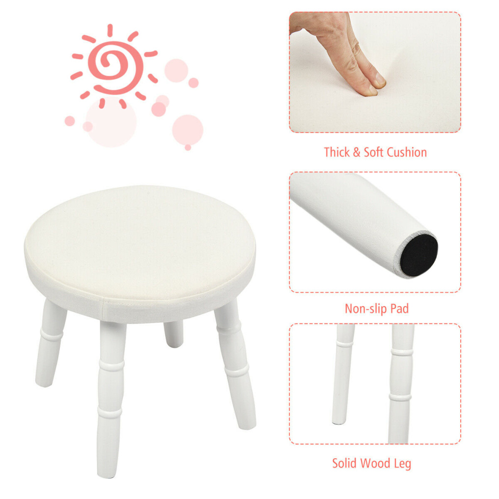 Vanity Makeup Table & Chair Set Make Up Stool-White