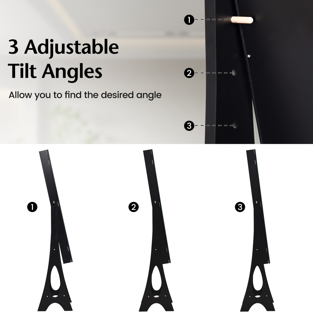 Standing Mirror Jewelry Cabinet-Black