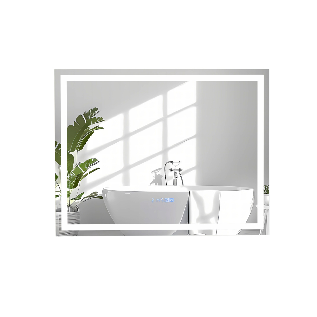LED Bathroom Mirror Wall Mounted Rectangle Mirror with 3-Color Dimmable Lights-L