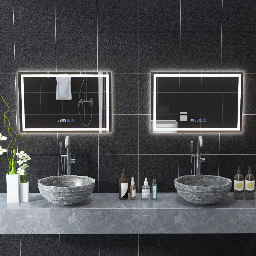 LED Bathroom Mirror Wall Mounted Rectangle Mirror with 3-Color Dimmable Lights-L