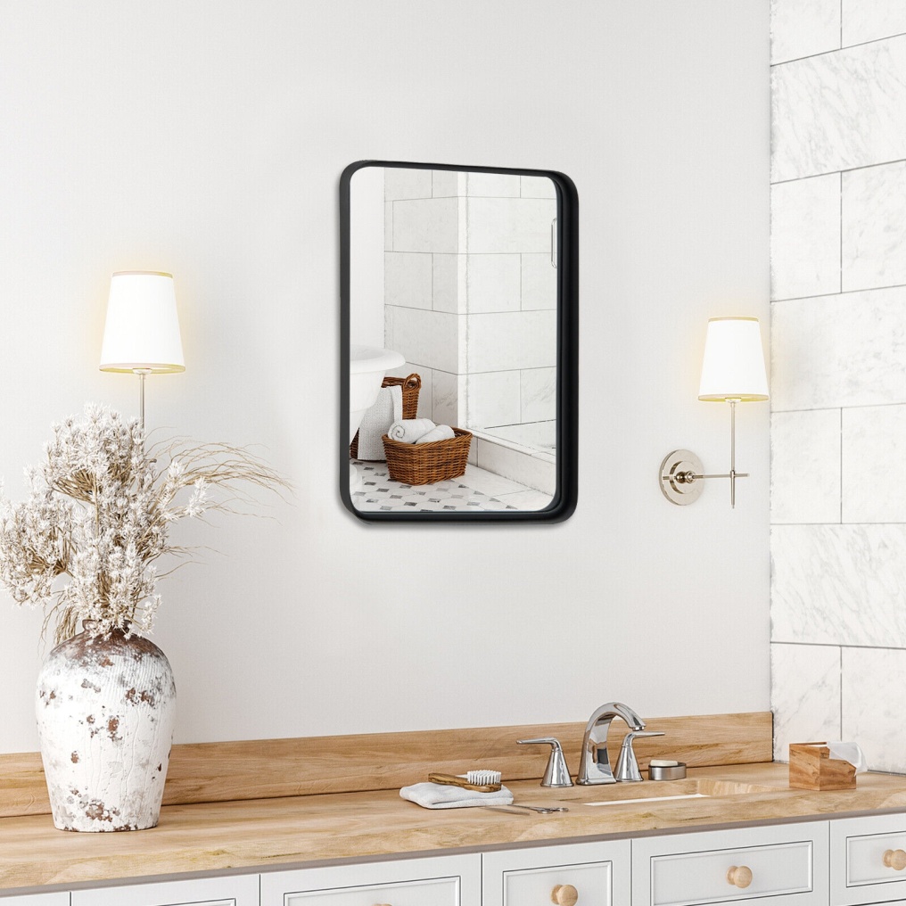 Rectangular Wall Mount Bathroom Mirror with Solid Steel Frame-L