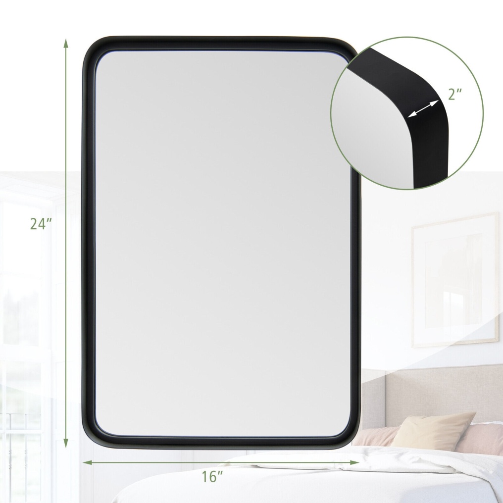 Rectangular Wall Mount Bathroom Mirror with Solid Steel Frame-L